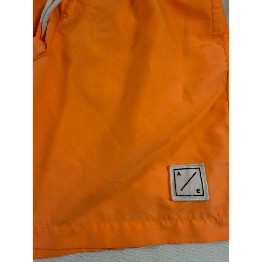 American Eagle Mens Neon Orange Swim Trunks Mesh Lined Board Shorts XS Beach